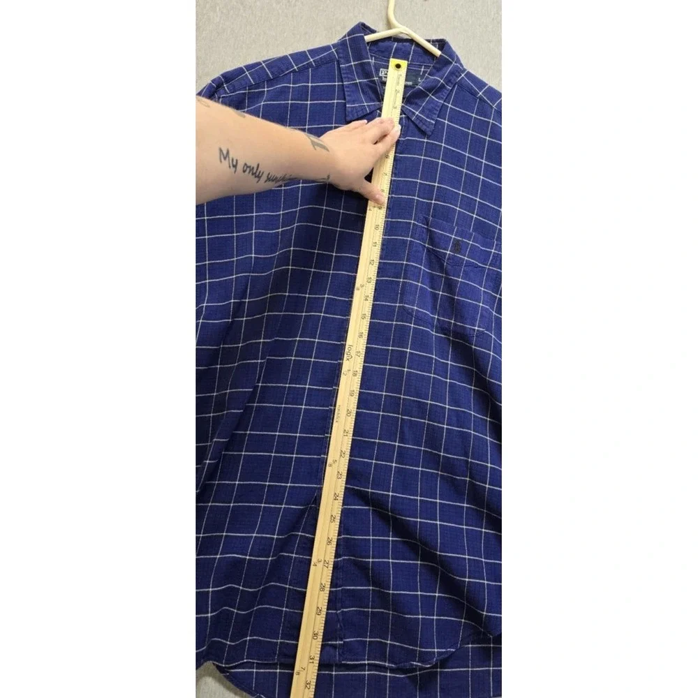 Polo Ralph Lauren Shirt Mens Large Lowell Sport Blue Plaid Long Sleeve Button Up
